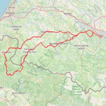 Trace GPS Col d'Ispéguy - Arnéguy depuis Pau 316km, itinéraire, parcours