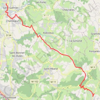 Trace GPS Saint-Galmier sorbiers, itinéraire, parcours
