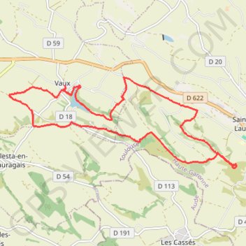 Trace GPS Vaux - Saint-Félix-Lauragais, itinéraire, parcours
