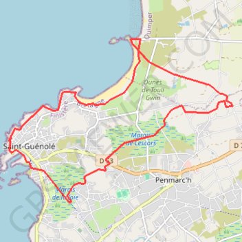 Trace GPS Saint - Guénolé, itinéraire, parcours