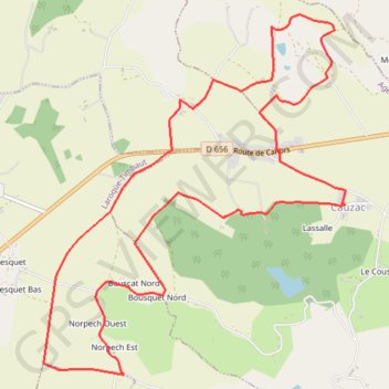 Trace GPS Cauzac, randonnée sur un plateau du Pays de Serres - Pays de l'Agenais, itinéraire, parcours
