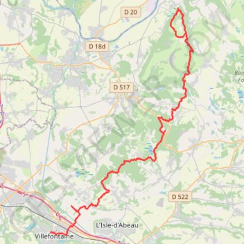 Trace GPS Villefontaine - Larina, itinéraire, parcours