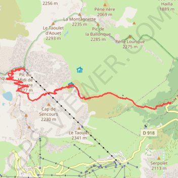 Trace GPS Pic-du-Midi-de-Bigorre, itinéraire, parcours