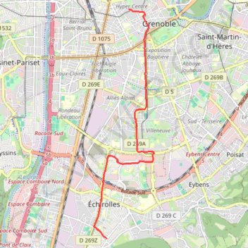 Trace GPS Sur les Pas des Huguenots - Echirolles - Grenoble, itinéraire, parcours