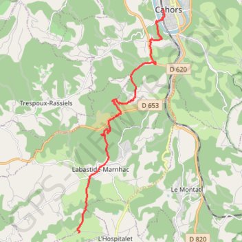 Trace GPS Cahors - Trigodina, itinéraire, parcours