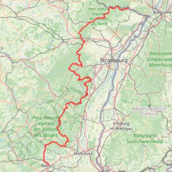 Trace GPS Traversée du Massif des Vosges à pied - Wissembourg / Belfort, itinéraire, parcours