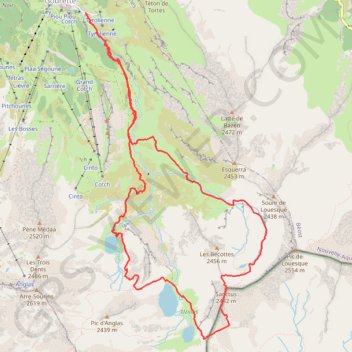 Trace GPS Pic Sanctus en boucle par les lacs de Louesque, d'Uzious et d'Anglas, itinéraire, parcours