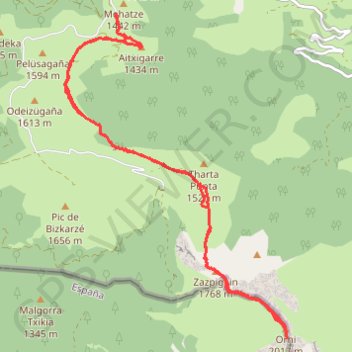 Trace GPS 1000 Pic d'Orhy, itinéraire, parcours