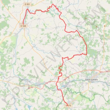 Trace GPS TCH J2 Rochechouart - Confolens, itinéraire, parcours