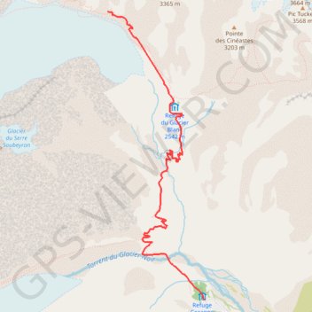 Trace GPS Rando ecrin glacier blanc, itinéraire, parcours