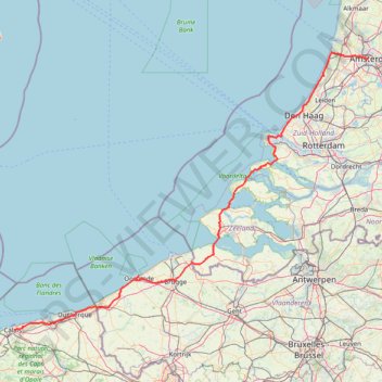 Trace GPS Itinéraire de Hoofdweg 182III, 1057 DD Amsterdam, Pays-Bas à 9 Rue Louguet, 62100 Calais, France, itinéraire, parcours