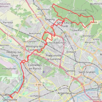 Trace GPS 57 km et 640 m 19 nov Foret de Montmorency par accès direct (version été, donc pistes) Ch de la Chasse, itinéraire, parcours