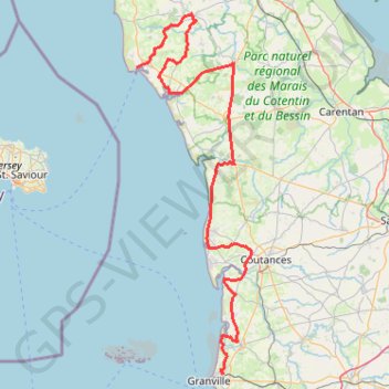 Trace GPS ETAPE 01 _V2 Yquelon/Barneville, itinéraire, parcours