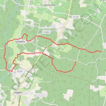 Trace GPS De Léogeat à Roaillan par les pinèdes et les bois de feuillus, itinéraire, parcours