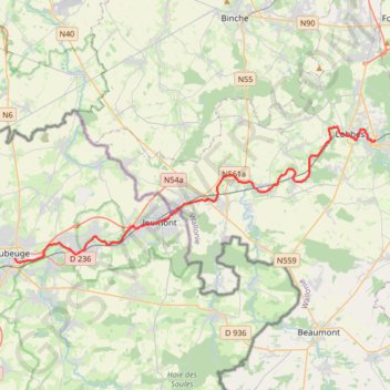 Trace GPS Thuin / Maubeuge, itinéraire, parcours
