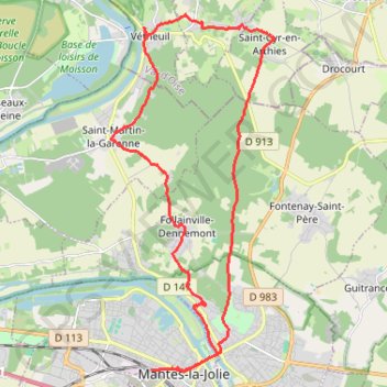 Trace GPS Randonnée au tour de Mantes-la-Jolie, itinéraire, parcours