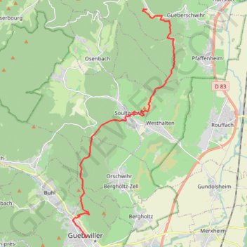 Trace GPS Gueberschwihr - Guebwiller, itinéraire, parcours