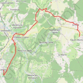 Trace GPS Fay-en-Montagne - Lavigny Via Voiteur, itinéraire, parcours