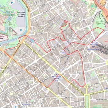 Trace GPS Circuit pédestre dans Lille, itinéraire, parcours