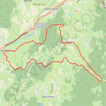 Trace GPS Boucle autour de Clermain, itinéraire, parcours