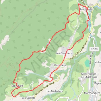 Trace GPS Le circuit de Pierre Mesure depuis la Diat - Saint-Pierre-de-Chartreuse, itinéraire, parcours