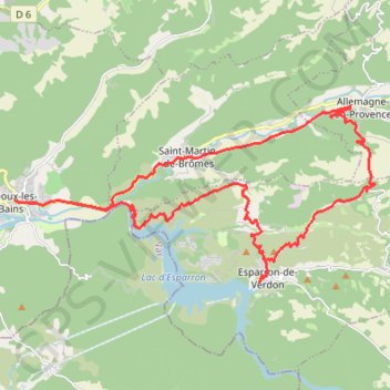 Trace GPS Balcons d'Esparron, itinéraire, parcours