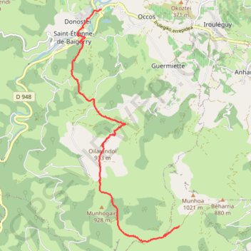 Trace GPS Saint Etienne de Baïgorry - col d'Urdanzia, itinéraire, parcours