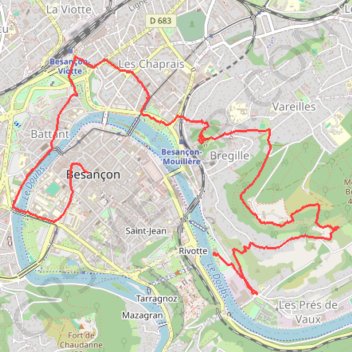 Trace GPS Rando à Besançon, itinéraire, parcours