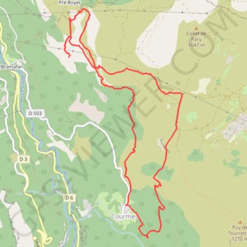 Trace GPS Pré Royer - Courmes, itinéraire, parcours