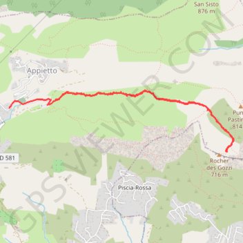 Trace GPS Monte Gozzi - Corse Sud, itinéraire, parcours