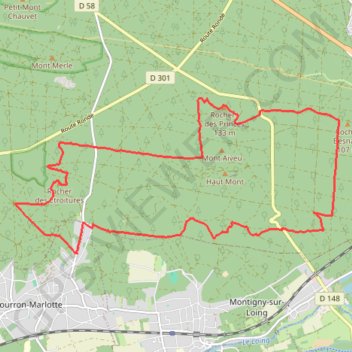 Trace GPS Fontainebleau Bourron-Marlotte Long Rocher, itinéraire, parcours