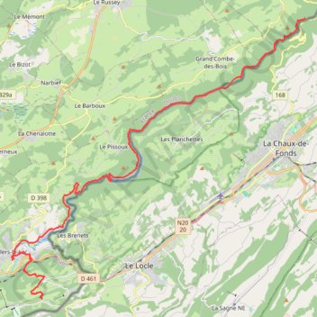 Trace GPS Fournet Blancheroche - Villers-le-Lac, itinéraire, parcours