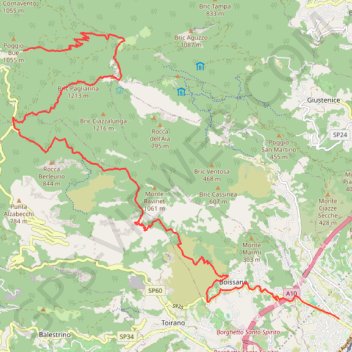 Trace GPS Monte Carmo, itinéraire, parcours