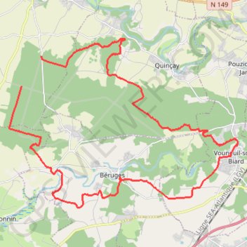 Trace GPS Boucle VTT depuis Vouillé, itinéraire, parcours