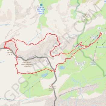 Trace GPS Pic de Gabiet par le col des Espécières et St André, itinéraire, parcours
