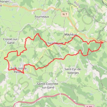 Trace GPS Saint-Just-la-Pendue, itinéraire, parcours