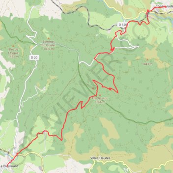 Trace GPS Chasseradès - Le-Bleymard, itinéraire, parcours