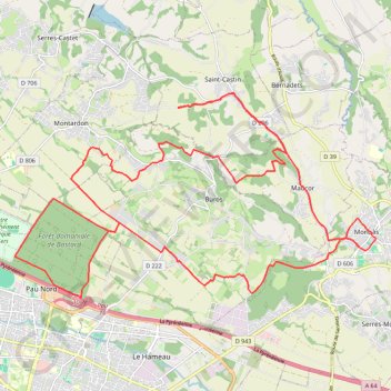 Trace GPS Saint-Castin - Morlaas - Bois de Pau, itinéraire, parcours