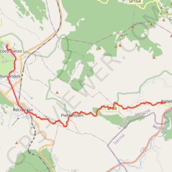 Trace GPS D'Ateleta à Pescocostanzo, itinéraire, parcours