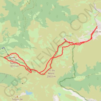Trace GPS Pic de Montaigu depuis Hautacam, itinéraire, parcours