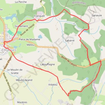 Trace GPS Tournon-d'Agenais, la bastide vue de la forêt du Verdus - Pays de la vallée du Lot, itinéraire, parcours