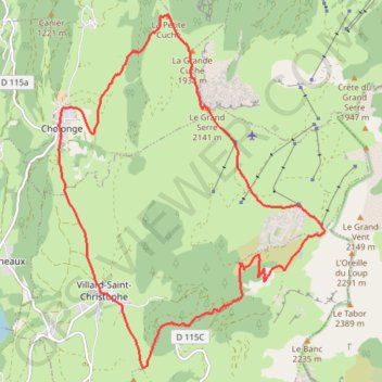 Trace GPS Grand Serre en Boucle depuis Cholonge (Taillefer), itinéraire, parcours
