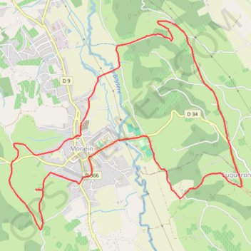 Trace GPS MONEIN - Boucle sur les hauteurs des coteaux, itinéraire, parcours