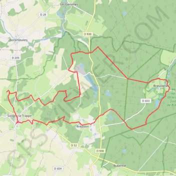 Trace GPS Soligny-la-Trappe, itinéraire, parcours