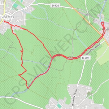 Trace GPS De Ginestas au Canal du Midi, itinéraire, parcours