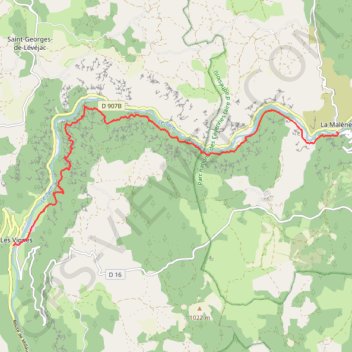 Trace GPS Gorges du Tarn (la Malène-les Vignes), itinéraire, parcours