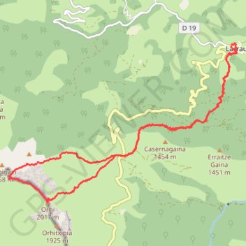 Trace GPS Pic d'Orhy par la crête NE (Atxurteria) depuis Larrau, itinéraire, parcours