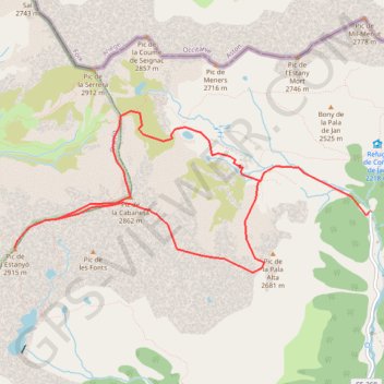 Trace GPS Pic de la Cabaneta et pic de l'Estanyó depuis la coma de Ransol, itinéraire, parcours