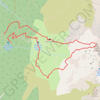 Trace GPS Grand Colon, face W (Belledonne), itinéraire, parcours