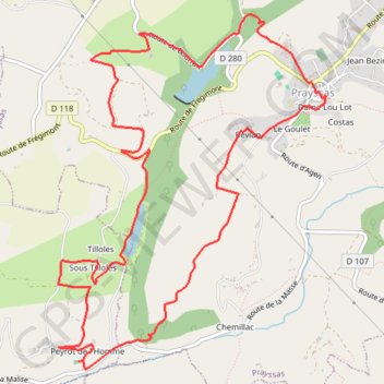 Trace GPS Prayssas, le circuit des pigeonniers - Pays de la vallée du Lot, itinéraire, parcours